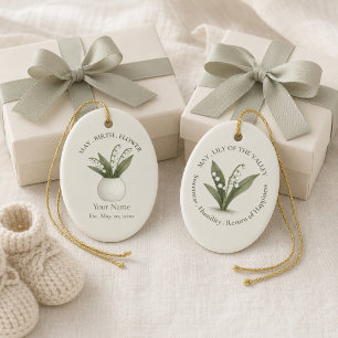 Personalisiertes Maiglöckchen-Ornament Keramik Ornament