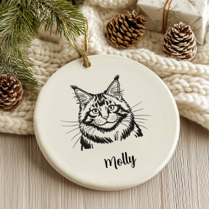 Personalisiertes Maine Coon Katzen-Weihnachten Keramik Ornament