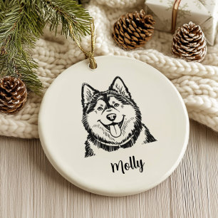 Personalisiertes Malamute-Hunde-Weihnachten Keramik Ornament