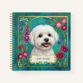Personalisiertes Malteser-Hund Teal-Notizbuch Notizbuch