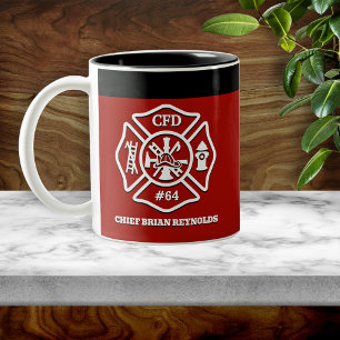 Personalisiertes Malteserkreuz-Feuerwehrmann Zweifarbige Tasse