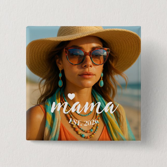 Personalisiertes Mama Est Jahr Benutzerdefiniertes Button (Vorderseite)