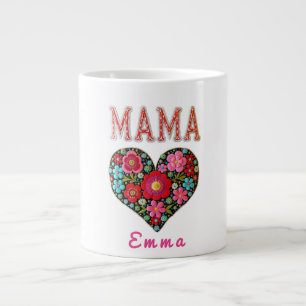 Personalisiertes Mama-Herz-Blumen-Geschenk Jumbo-Tasse