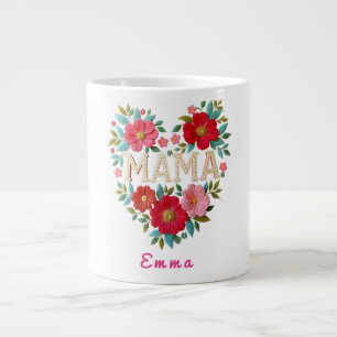 Personalisiertes Mama-Herz-Blumen-Geschenk Jumbo-Tasse