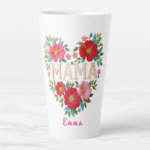 Personalisiertes Mama-Herz-Blumen-Geschenk Milchtasse