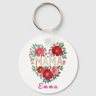 Personalisiertes Mama-Herz-Blumen-Geschenk nach Ma Schlüsselanhänger
