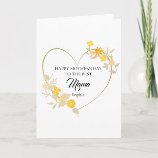 Personalisiertes Mama-Name Muttertags-Blumenherz Karte