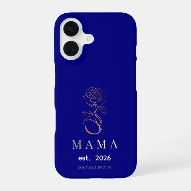 Personalisiertes MAMA-Rosa Navy Bleu-iPhone-Case iPhone 16 Hülle (Rückseite)