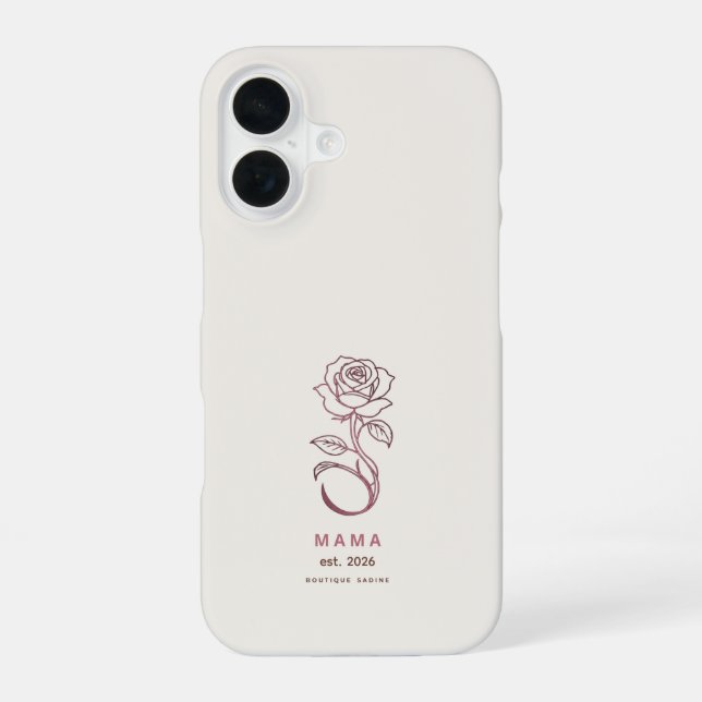 Personalisiertes MAMA Rose Elfenbein iPhone Case 16 Hülle (Rückseite)