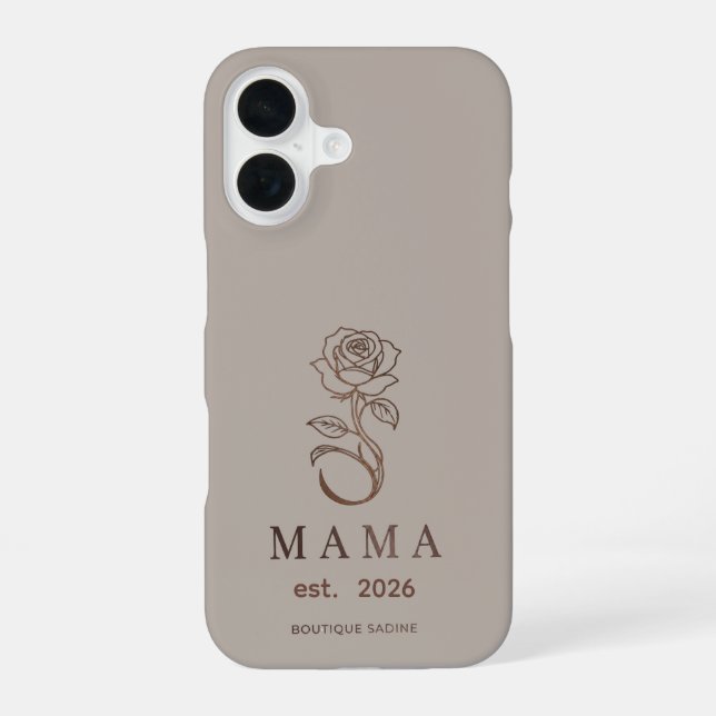 Personalisiertes MAMA Rose Sage Green iPhone Case 16 Hülle (Rückseite)