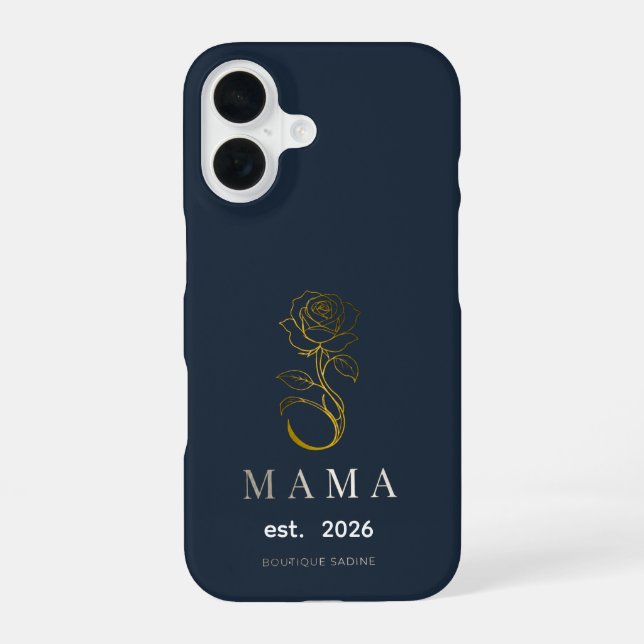 Personalisiertes MAMA-Rosen-Navy-iPhone-Case iPhone 16 Hülle (Rückseite)