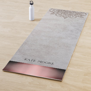 Personalisiertes Mandala Rose Gold Metallic Yogamatte