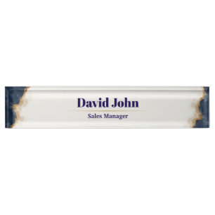 Personalisiertes Marineblau und Goldmedaille Namensplakette