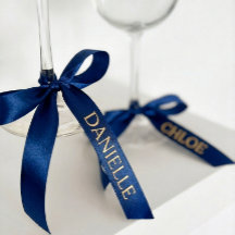Personalisiertes marineblaues Band mit goldenem Na
