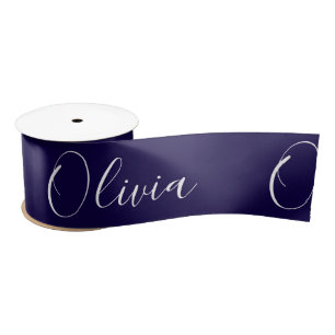 Personalisiertes marineblaues elegantes Namens-Sat Satinband