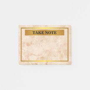 Personalisiertes Marmor-Notizbuch mit goldener Umr Post-it Klebezettel