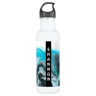 Personalisiertes Marmorwasser Blauer und Schwarze Edelstahlflasche