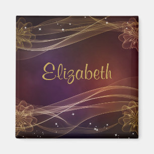 Personalisiertes Maroon-Design mit Wispy-Gold-Akze Magnet