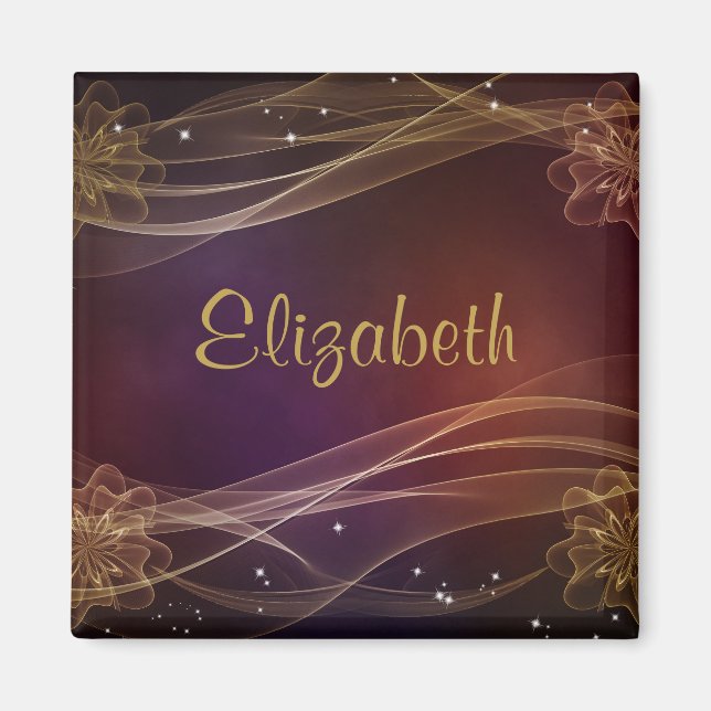 Personalisiertes Maroon-Design mit Wispy-Gold-Akze Magnet (Vorne)