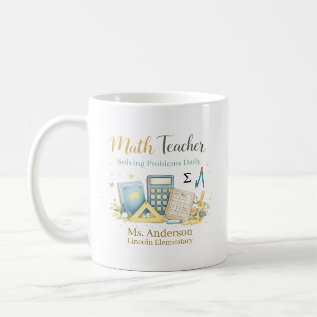 Personalisiertes Mathelehrergeschenk Kaffeetasse (Links)