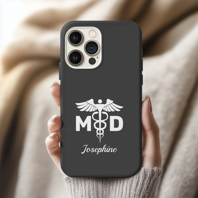 Personalisiertes MD Dankeschön-Geschenk Arzt-Handy iPhone Hülle (residency completion doctor gift, physician appreciation phone case, caduceus symbol phone case)