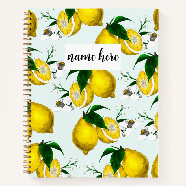 Personalisiertes Mediterrane Lemons-Notebook Notizbuch (Vorderseite)