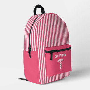 Personalisiertes medizinisches Symbol rosa Streife Bedruckter Rucksack