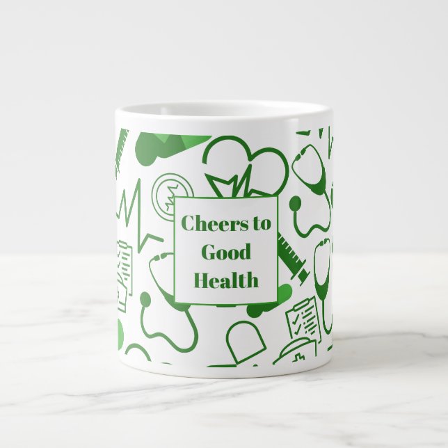 Personalisiertes medizinisches Thema Gesundheitswe Jumbo-Tasse (Vorderseite)