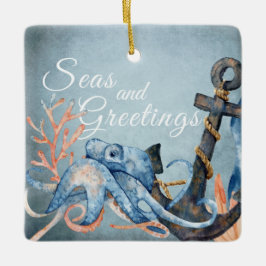 Personalisiertes Meer und Grüße Octopus Strand Keramikornament