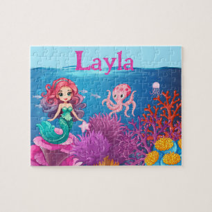 Personalisiertes Meerjungfrau-Kinder-Namen-Puzzle Puzzle
