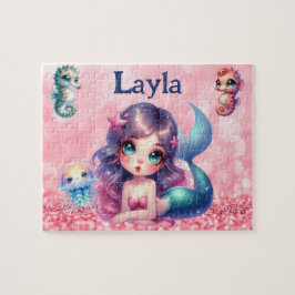 Personalisiertes Meerjungfrau-Kinder-Namen-Puzzle Puzzle