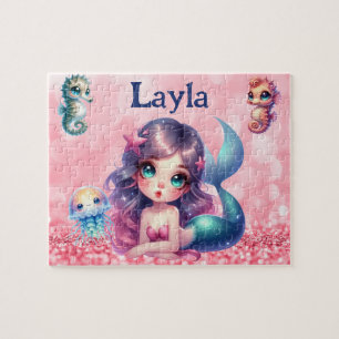 Personalisiertes Meerjungfrau-Kinder-Namen-Puzzle Puzzle