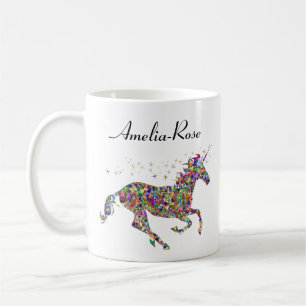 personalisiertes mehrfarbiges Einhorn Kaffeetasse