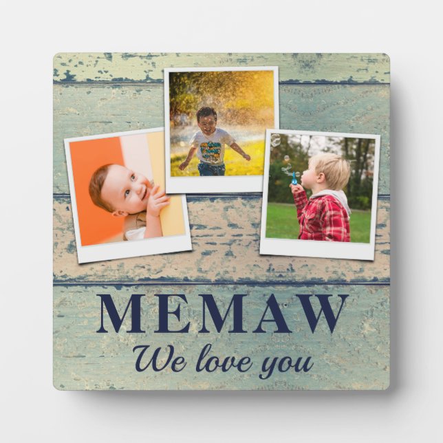Personalisiertes Memaw Kinder Kinder 3 FotoCollage Fotoplatte (Vorderseite)