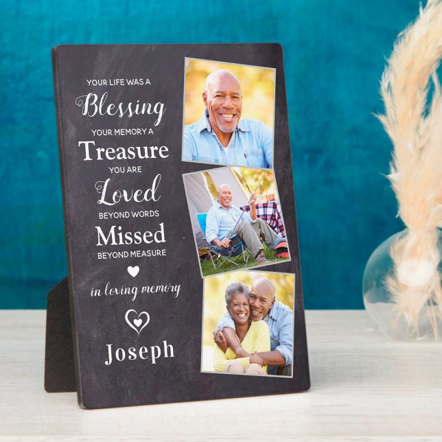 Personalisiertes Memorial Gedicht Beileid 3 Foto Fotoplatte (Von Creator hochgeladen)