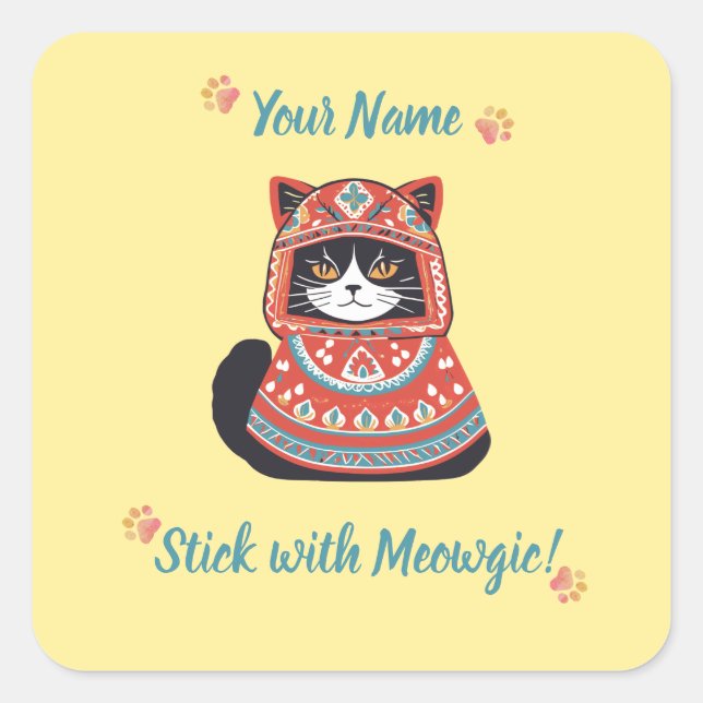 Personalisiertes Meowgic Cat Sticker Geschenk! (Vorderseite)