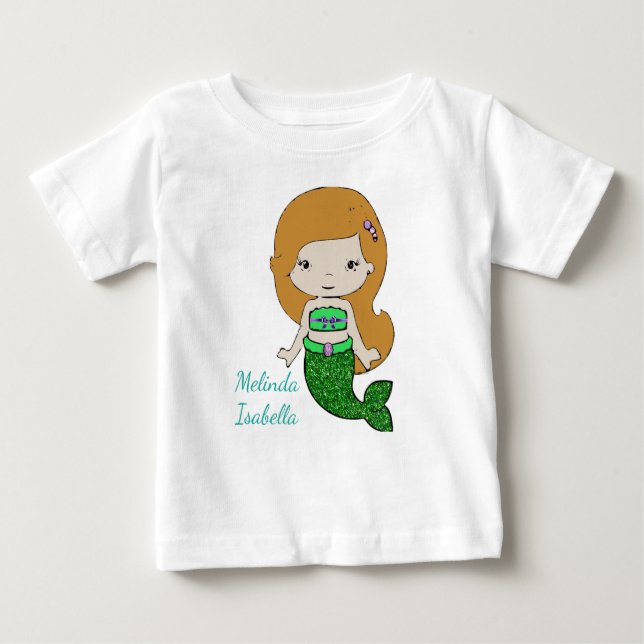 Personalisiertes Mermaid Baby One Piece Tshirt (Vorderseite)