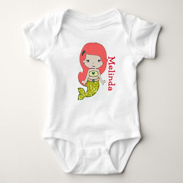 Personalisiertes Mermaid Baby One Piece Tshirt (Vorderseite)