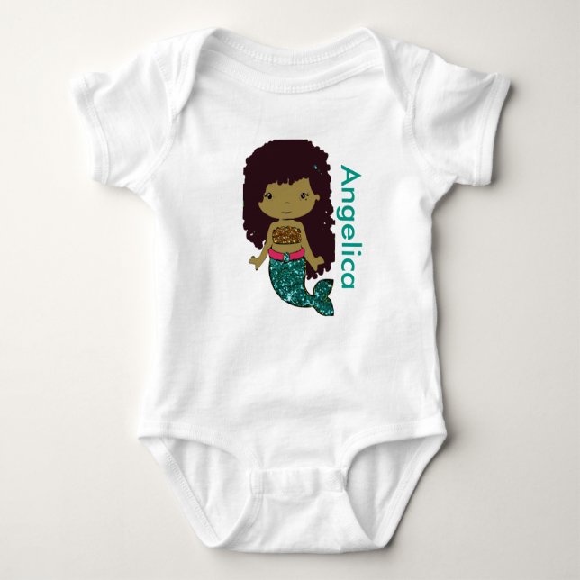 Personalisiertes Mermaid Baby One Piece Tshirt (Vorderseite)