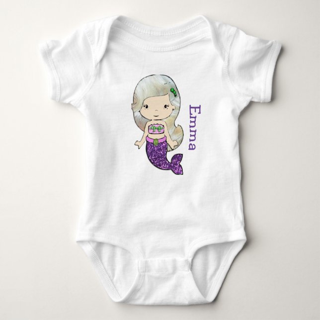 Personalisiertes Mermaid Baby One Piece Tshirt (Vorderseite)