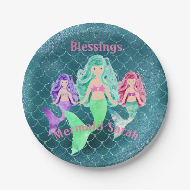 Personalisiertes Mermaid Pappteller (Vorderseite)