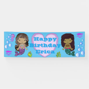 Personalisiertes Mermaid Themed Happy Birthday Ban Banner