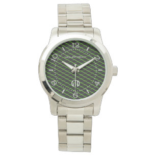 Personalisiertes Mesh Grüne Perle Armbanduhr
