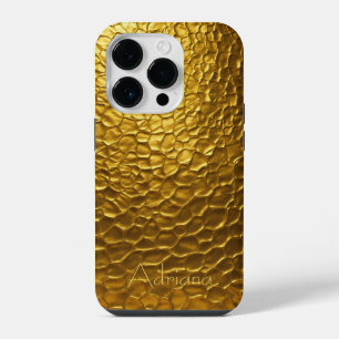 Personalisiertes Metall Titan Gold Radial Struktur iPhone 14 Pro Hülle