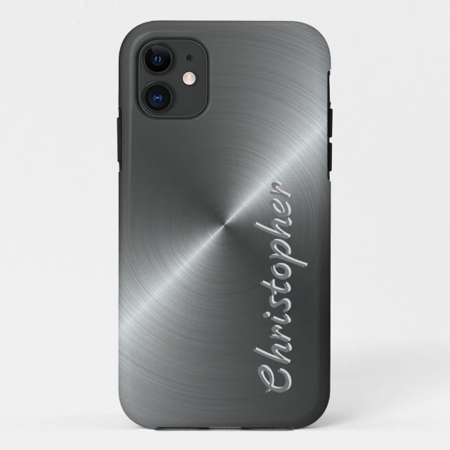 Personalisiertes Metall Titan Silber Radial Textur Case-Mate iPhone Hülle (Rückseite)