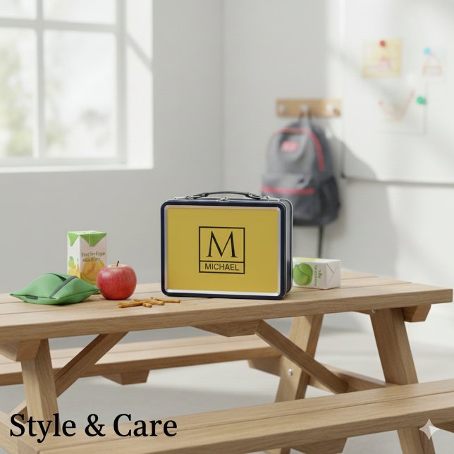 Personalisiertes Metallic-Gold mit Initialen und N Metall Brotdose (Personalized Metallic Gold with Initials & Name Metal Lunch Box)