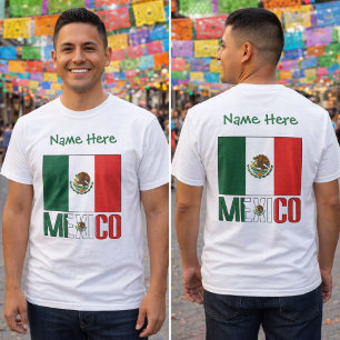 Personalisiertes Mexico-Flagge-Name-Design Herren T-Shirt