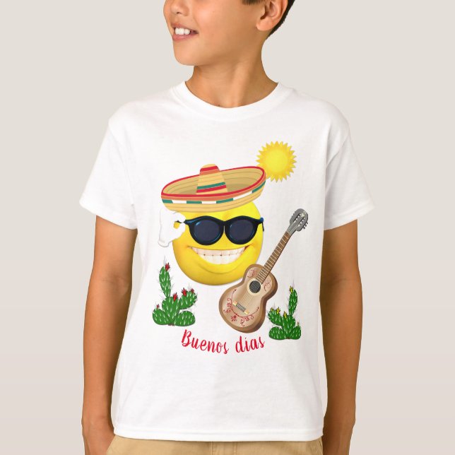 Personalisiertes mexikanisches Emoji in Sombrero & T-Shirt (Vorderseite)