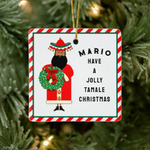 Personalisiertes mexikanisches Weihnachtsgeschenk Keramikornament