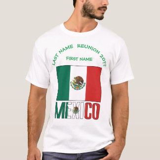 Personalisiertes Mexiko-Flagge-Familientreffen Her T-Shirt